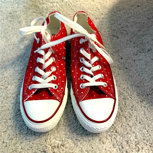 Converse Shoes - New - Converse All Star Sneakers red with white stars. Size 7